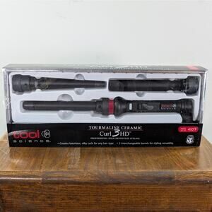 Tool Science Curl 3HD Hair Curling Wand, Tourmaline Ceramic, 3 Barrels, Pouch